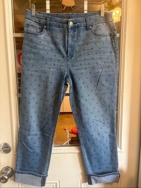 Chico's Light Blue Polka Dot Cropped Jeans